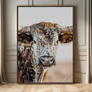 Texas Longhorn Wall Art Canvas Print – Speckled Horned Bull