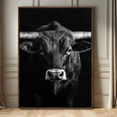 Texas Longhorn Wall Art Canvas Print – Monochrome Horned