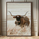 Texas Longhorn Wall Art Canvas Print – Brown Horned Bull