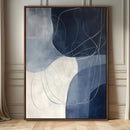 Navy Abstract Wall Art Canvas Print – Framed Minimal Lineart