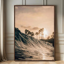 Golden Hour Ocean Wave Wall Art Canvas Print – Framed
