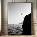 Cliff Jumping Silhouette Wall Art Canvas Print – Framed