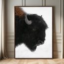 Western Rustic Wall Art Canvas Print – Framed Buffalo Black