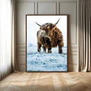 Minimalist Scottish Highland Cow Wall Art Canvas Print –