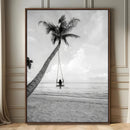 Black White Palm Tree Wall Art – Framed Ocean View Canvas by MyGreatCanvas | Canvas Wall Art Prints | Photo Prints & Wall Decor