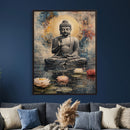 Serene Buddha with Lotus Flowers | Tranquil Meditation Art | by MyGreatCanvas | Canvas Wall Art Prints | Photo Prints & Wall Decor