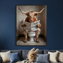 Funny Bathroom Canvas Wall Art, Texas Longhorn on Toilet by MyGreatCanvas | Canvas Wall Art Prints | Photo Prints & Wall Decor