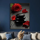 Black Lava Stone Rose Canvas | Red Rose Spa Photography by MyGreatCanvas | Canvas Wall Art Prints | Photo Prints & Wall Decor