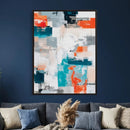 Blue Teal Abstract Canvas Wall Art, Modern Textured Painting Print, Navy Orange White Contemporary Art, Neutral Living Room Decor, Office Art by MyGreatCanvas | Canvas Wall Art Prints | Photo Prints & Wall Decor