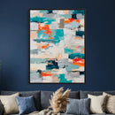 Blue Teal Abstract Canvas Wall Art, Modern Textured Painting Print, Navy Orange White Contemporary Art, Neutral Living Room Decor, Office Art by MyGreatCanvas | Canvas Wall Art Prints | Photo Prints & Wall Decor