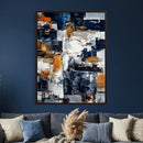 Blue Teal Abstract Canvas Wall Art, Modern Textured Painting Print, Navy Orange White Contemporary Art, Neutral Living Room Decor, Office Art by MyGreatCanvas | Canvas Wall Art Prints | Photo Prints & Wall Decor