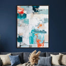 Blue Teal Abstract Canvas Wall Art, Modern Textured Painting Print, Navy Orange White Contemporary Art, Neutral Living Room Decor, Office Art by MyGreatCanvas | Canvas Wall Art Prints | Photo Prints & Wall Decor
