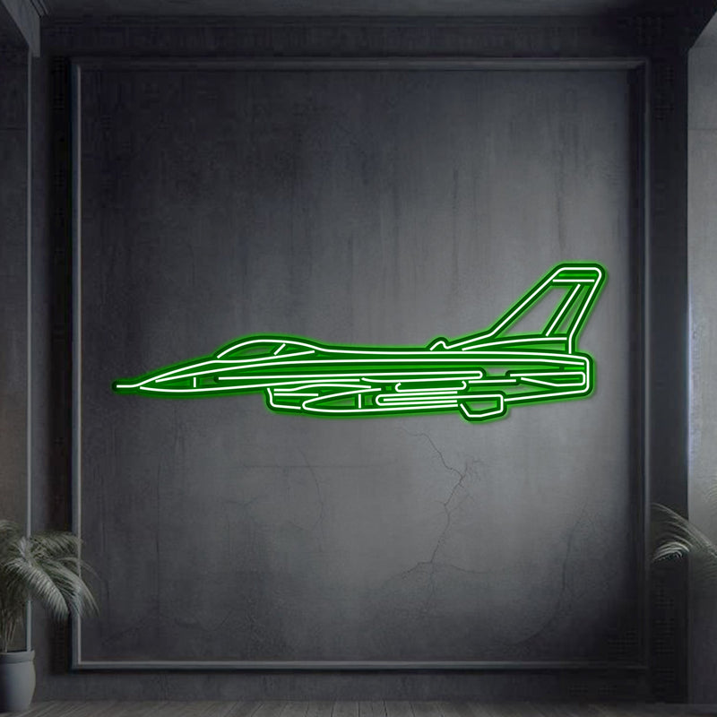 F-16 Falcon Metal Neon Aircraft Wall Art - NCN0038