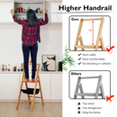 3 Step Foldable Bamboo Step Ladder Stool with Tool Storage Bag-Natural by LJGDeals