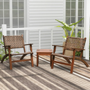 3 Pieces Outdoor Wooden Patio Rattan Furniture Set by LJGDeals