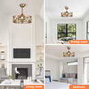 22" Kashmir Modern Glod Reversible Crystal Fandelier Ceiling Fan with Lighting and Remote Control