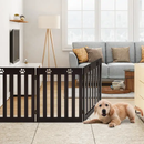 24 Inch Folding Wooden Freestanding Dog Gate with 360¬∞ Flexible Hinge for Pet by LJGDeals