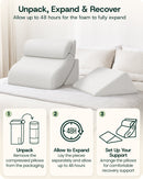 LX5 4-Piece Support for Shoulder & Upper Body Rest, Orthopedic Bed Wedge Pillow Set, Pebble White
