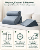 LX5 4-Piece Support for Shoulder & Upper Body Rest, Orthopedic Bed Wedge Pillow Set, Stone Navy with Aloe Vera
