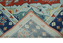 Rust Blue Silver Wool Area Rug Heriz Hand Knotted Traditional