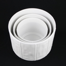 3-Piece White Stoneware Planter Pot Set with Soft Vertical Texture