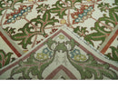 Hand Knotted Ivory and Green Floral Traditional Antique Style Wool Area Rug by The Rug Decor
