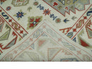 Hand Knotted Wool Rug Ivory Rust Olive Traditional Mamluk Pattern Design Multi Size