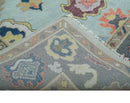 Blue Gray Turkish Oushak Hand Knotted Wool Area Rug - Vintage