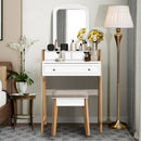 Vanity Table Set with Cushioned Stool and Large Mirror by LJGDeals