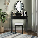 Makeup Dressing Table with Touch Switch Lighted Mirror and Cushioned Stool by LJGDeals