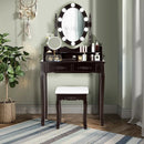 Makeup Dressing Table with Touch Switch Lighted Mirror and Cushioned Stool by LJGDeals