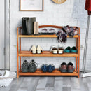 2-Tier Acacia Wood Shoe Rack with 4 Side Metal Hooks by LJGDeals
