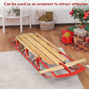 54 Inch Wood Snow Sled with Metal Runners and Steering Bar by LJGDeals