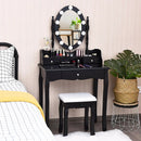 Oval Mirror Vanity Set with 10 LED Dimmable Bulbs and 3 Drawers by LJGDeals