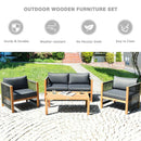 4 Pieces Acacia Wood Outdoor Patio Furniture Set with Cushions by LJGDeals
