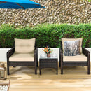 3 Pcs Outdoor Patio Rattan Conversation Set with Seat Cushions-Black by LJGDeals