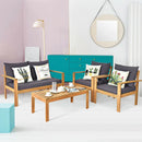 Outdoor 4 Pieces Acacia Wood Chat Set with Water Resistant Cushions by LJGDeals