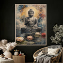 Serene Buddha with Lotus Flowers | Tranquil Meditation Art | by MyGreatCanvas | Canvas Wall Art Prints | Photo Prints & Wall Decor