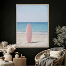Pink Surfboard Canvas Wall Art, Minimalist Beach Photography by MyGreatCanvas | Canvas Wall Art Prints | Photo Prints & Wall Decor