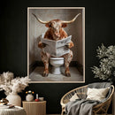Funny Bathroom Canvas Wall Art, Texas Longhorn on Toilet by MyGreatCanvas | Canvas Wall Art Prints | Photo Prints & Wall Decor