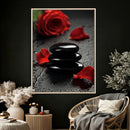 Black Lava Stone Rose Canvas | Red Rose Spa Photography by MyGreatCanvas | Canvas Wall Art Prints | Photo Prints & Wall Decor