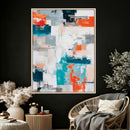 Blue Teal Abstract Canvas Wall Art, Modern Textured Painting Print, Navy Orange White Contemporary Art, Neutral Living Room Decor, Office Art by MyGreatCanvas | Canvas Wall Art Prints | Photo Prints & Wall Decor