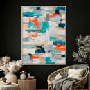Blue Teal Abstract Canvas Wall Art, Modern Textured Painting Print, Navy Orange White Contemporary Art, Neutral Living Room Decor, Office Art by MyGreatCanvas | Canvas Wall Art Prints | Photo Prints & Wall Decor