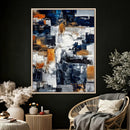 Blue Teal Abstract Canvas Wall Art, Modern Textured Painting Print, Navy Orange White Contemporary Art, Neutral Living Room Decor, Office Art by MyGreatCanvas | Canvas Wall Art Prints | Photo Prints & Wall Decor