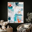Blue Teal Abstract Canvas Wall Art, Modern Textured Painting Print, Navy Orange White Contemporary Art, Neutral Living Room Decor, Office Art by MyGreatCanvas | Canvas Wall Art Prints | Photo Prints & Wall Decor