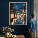 Tokyo Tea House Canvas Wall Art — Japan Rainy Night Street by MyGreatCanvas | Canvas Wall Art Prints | Photo Prints & Wall Decor