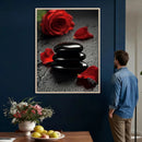 Black Lava Stone Rose Canvas | Red Rose Spa Photography by MyGreatCanvas | Canvas Wall Art Prints | Photo Prints & Wall Decor