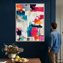 Blue Teal Abstract Canvas Wall Art, Modern Textured Painting Print, Navy Orange White Contemporary Art, Neutral Living Room Decor, Office Art by MyGreatCanvas | Canvas Wall Art Prints | Photo Prints & Wall Decor
