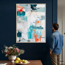 Blue Teal Abstract Canvas Wall Art, Modern Textured Painting Print, Navy Orange White Contemporary Art, Neutral Living Room Decor, Office Art by MyGreatCanvas | Canvas Wall Art Prints | Photo Prints & Wall Decor