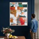 Blue Teal Abstract Canvas Wall Art, Modern Textured Painting Print, Navy Orange White Contemporary Art, Neutral Living Room Decor, Office Art by MyGreatCanvas | Canvas Wall Art Prints | Photo Prints & Wall Decor